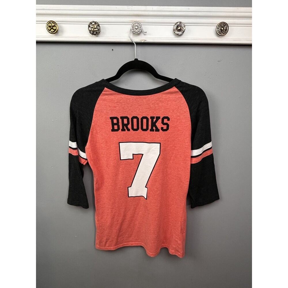 Brooks Coral and Black Raglan Sleeve Baseball Tee - Size Women